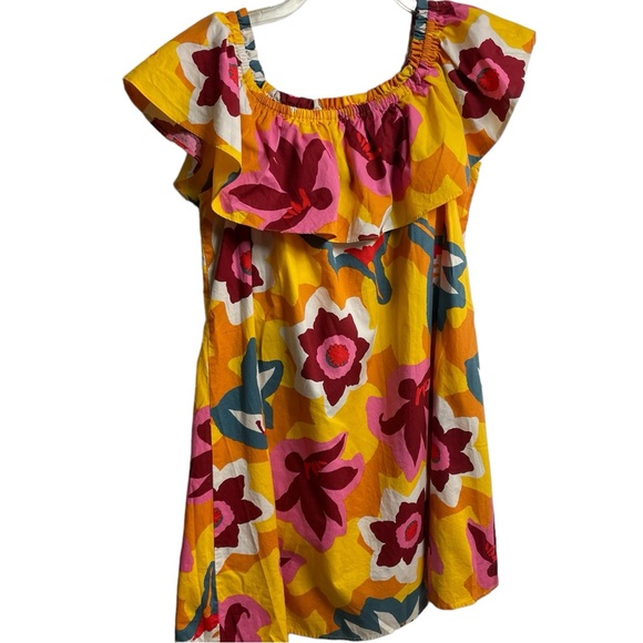 Marlene Floral Ruffle Off Shoulder Dress size L beach summer vibrant - Picture 2 of 16